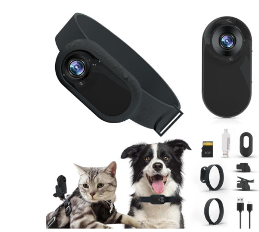HD 1080P Pet Collar Camera – Wireless Indoor & Outdoor Recording for Cats and Dogs
