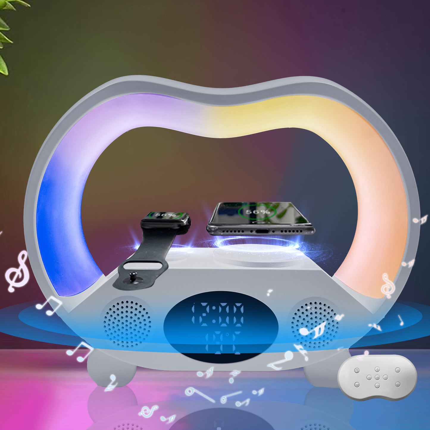 6-in-1 Smart LED Lamp with Wireless Charging & Bluetooth Speaker