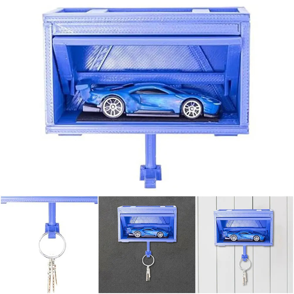 3D Car Garage Key Holder With Opening Door β Wall Mounted Key Organizer Box