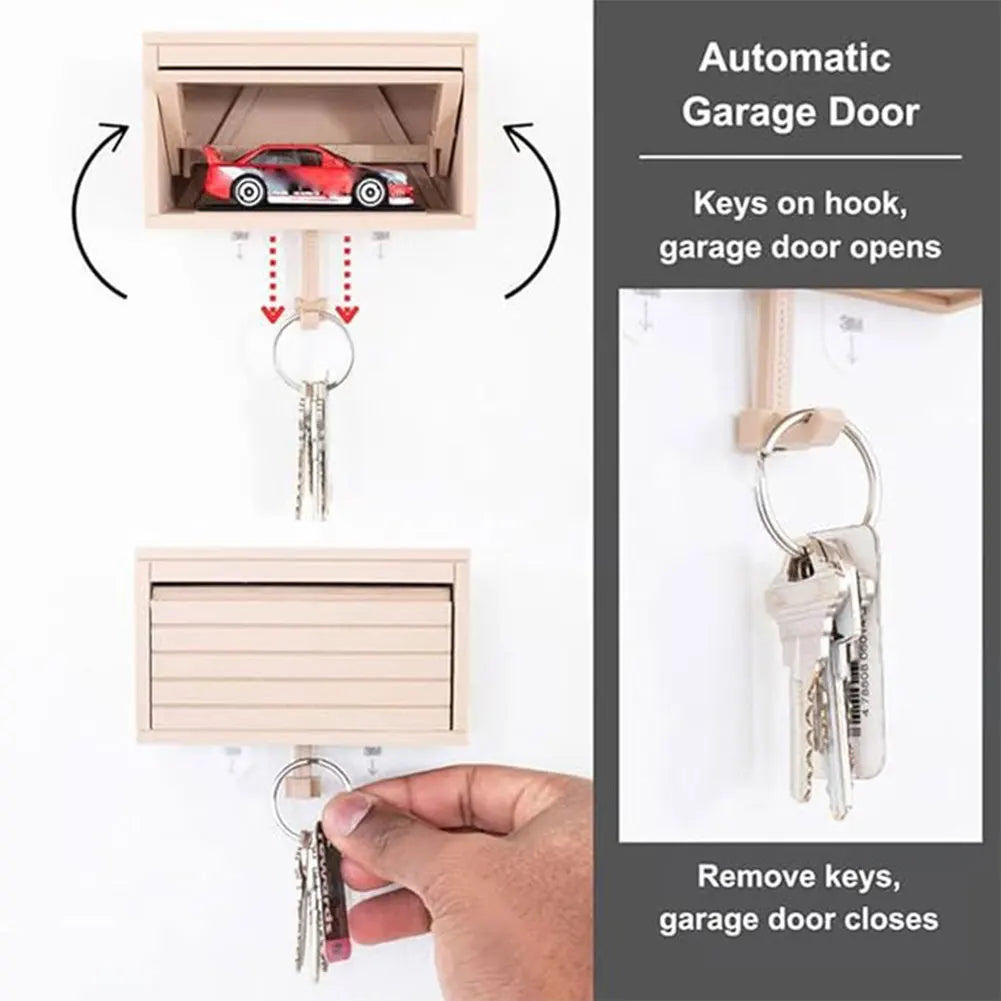 3D Car Garage Key Holder With Opening Door β Wall Mounted Key Organizer Box