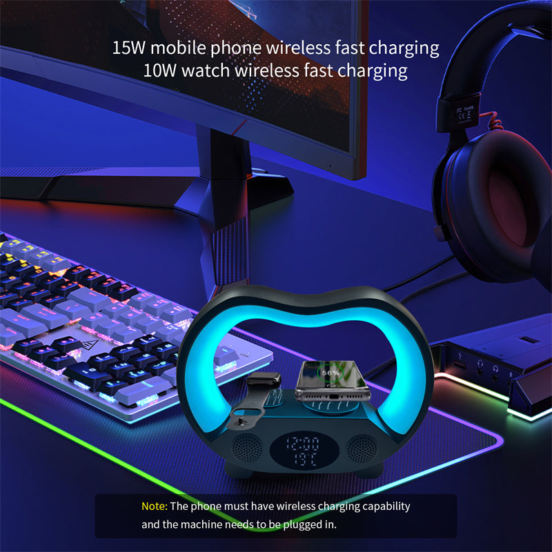 6-in-1 Smart LED Lamp with Wireless Charging & Bluetooth Speaker