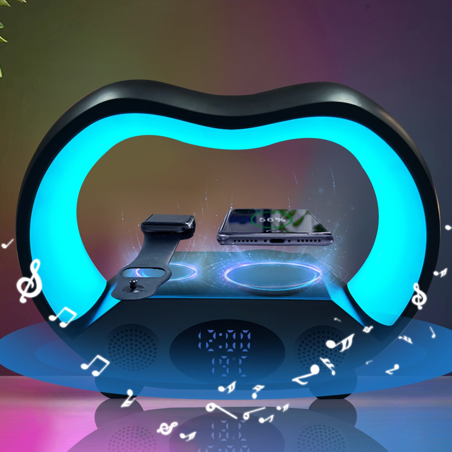6-in-1 Smart LED Lamp with Wireless Charging & Bluetooth Speaker