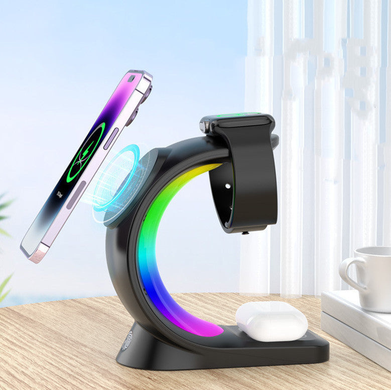 4-in-1 Magnetic Wireless Charging Station with RGB Light – Fast Charger