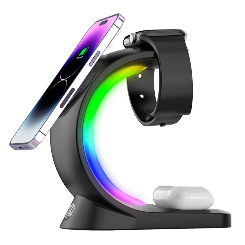 4-in-1 Magnetic Wireless Charging Station with RGB Light – Fast Charger