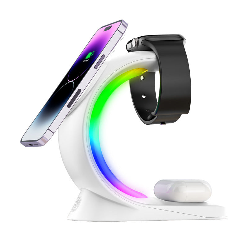 4-in-1 Magnetic Wireless Charging Station with RGB Light – Fast Charger