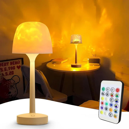Aurora Projection LED Lamp – Remote Control Water Ripple Night Light||