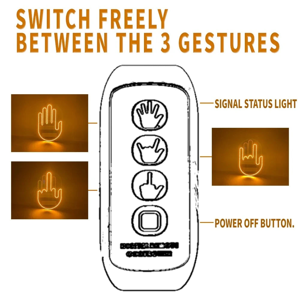 Car Hand Light Gesture LED Car Window Sign LED Hand||