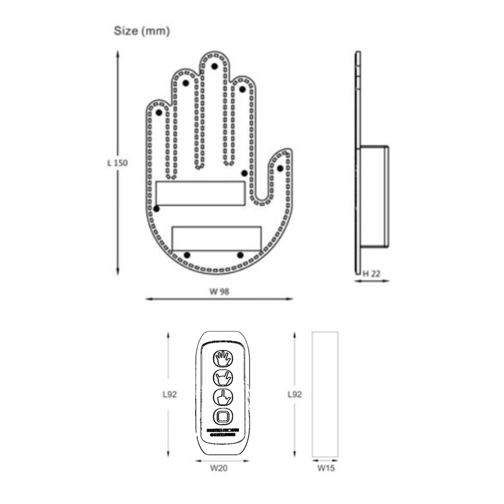 Car Hand Light Gesture LED Car Window Sign LED Hand||