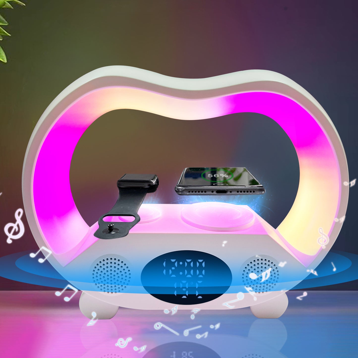 6-in-1 Smart LED Lamp with Wireless Charging & Bluetooth Speaker