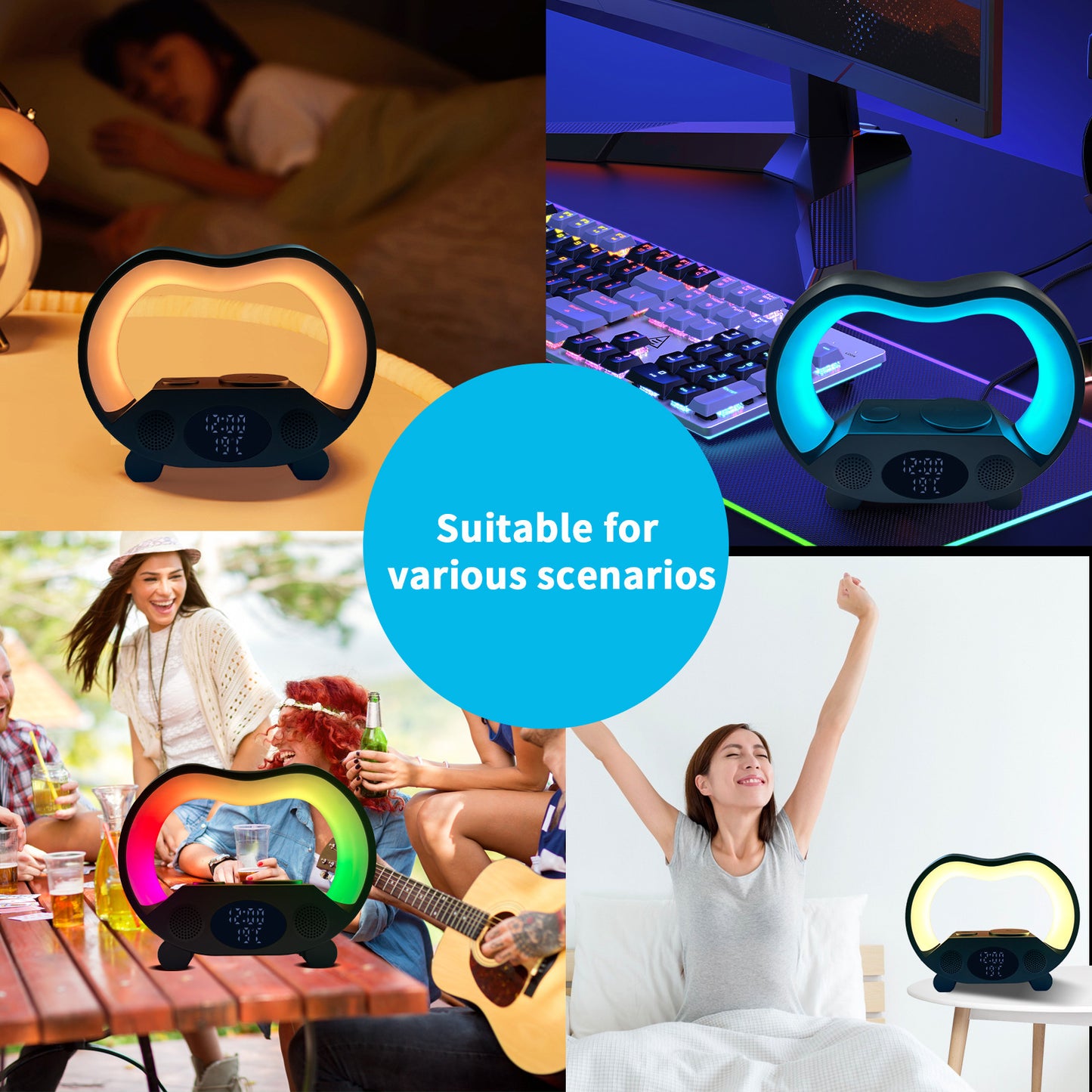 6-in-1 Smart LED Lamp with Wireless Charging & Bluetooth Speaker